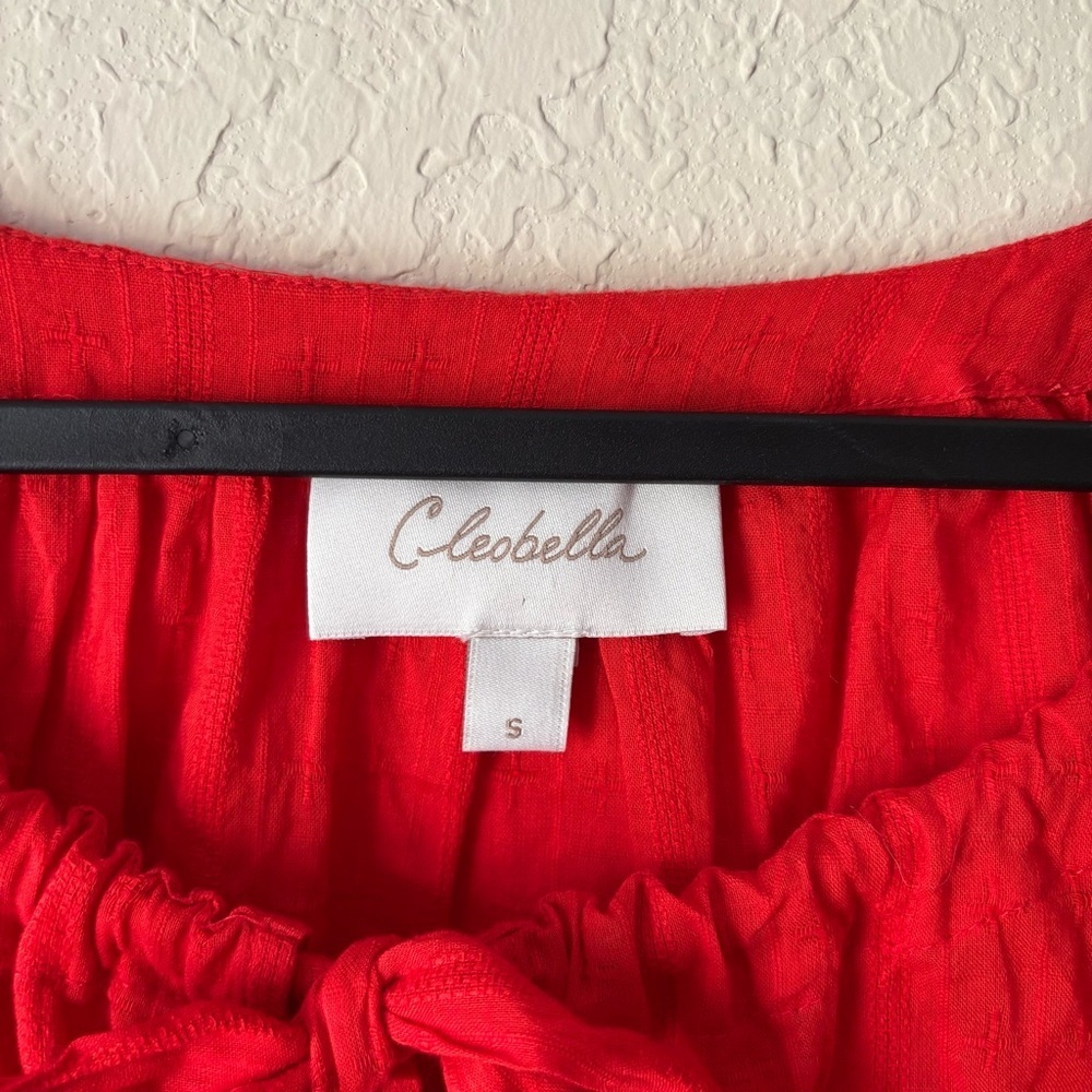 Cleobella | Women's Boho Flowy 100% Organic Cotton Rylan Top Size Small Red - Picture 7 of 12